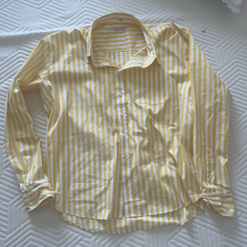 Frances Valentine Perfect Button Down Striped Yellow